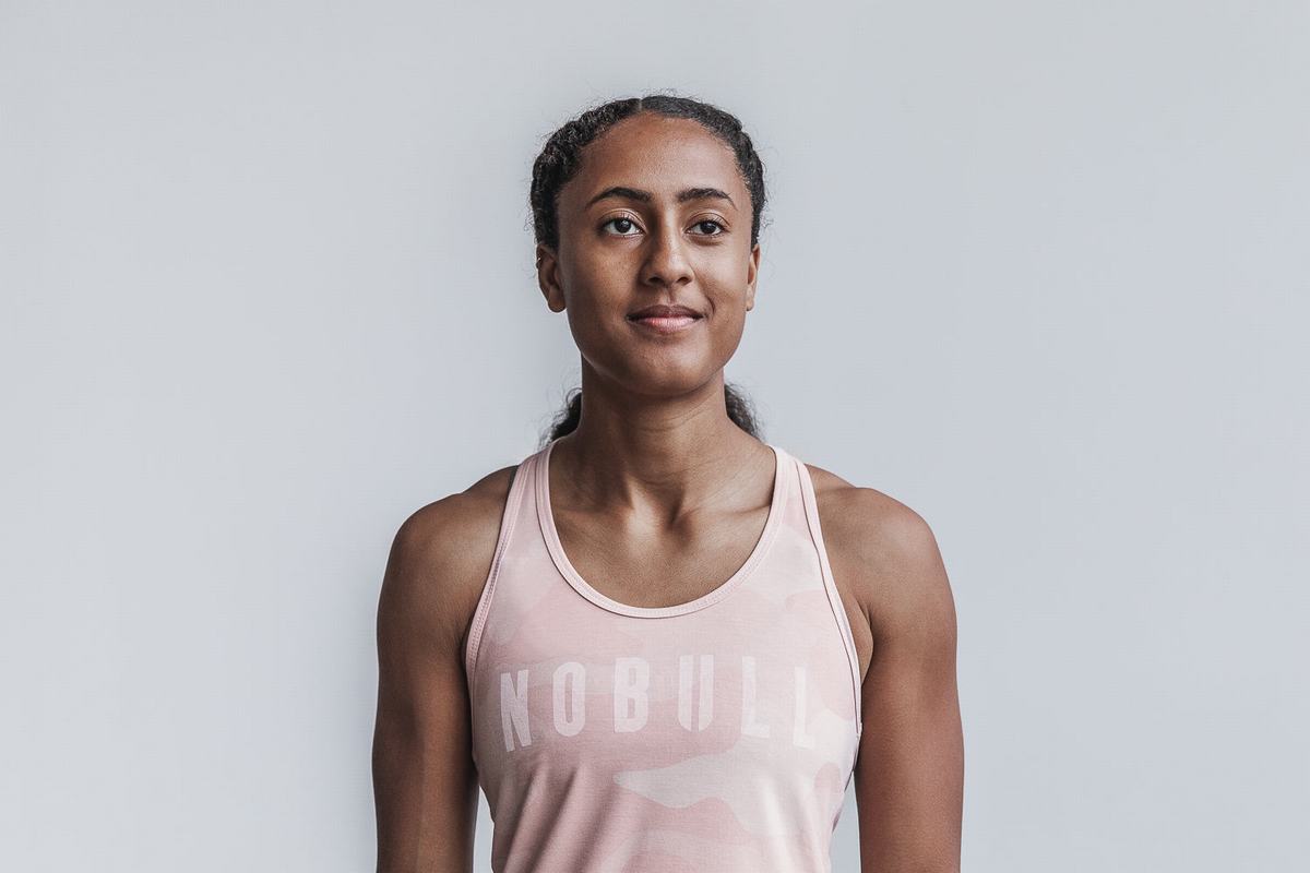 Nobull Racerback Women\'s Tank Tops Rose Camo | Australia (CB4032)